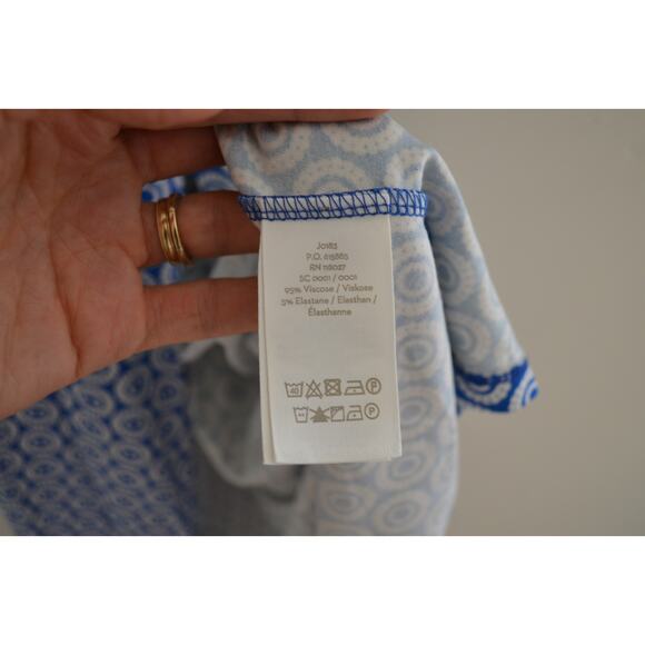 Boden Short Sleeve Blue Print Wrap Dress Size 6 Long - Picture 2 of 5